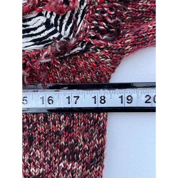 Sanctuary Chunky Knit Fringe Sweater Red Black Fair Isle Boho Size Small - Picture 9 of 16